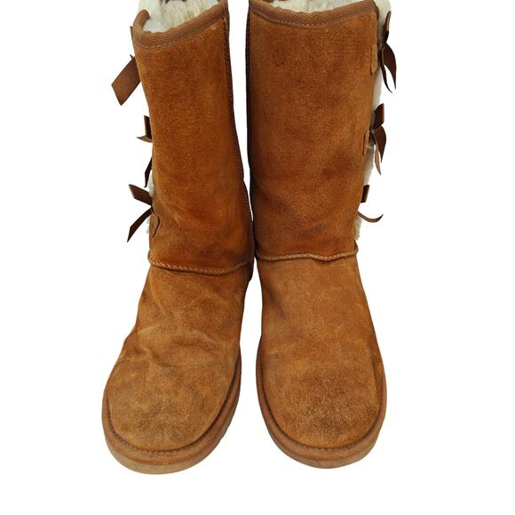 Koolaburra by UGG Women’s 7.5 Chestnut Bailey Bow Boots Suede Shearling - Picture 3 of 7